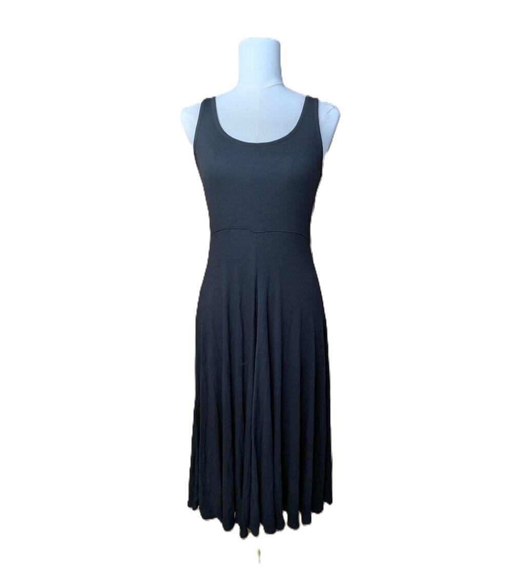 Marine Layer Dress Small Black Ribbed Midi Fit Flare Tank Pullover Lexi Leisure
